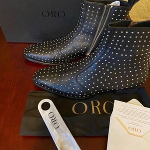 ORO The Milan Studded leather Zip Up boots
